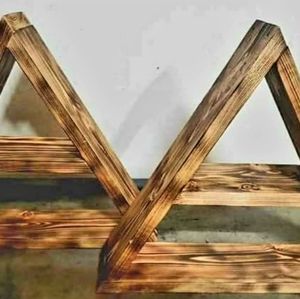 Handmade Burnt Wood Triangle Shelf